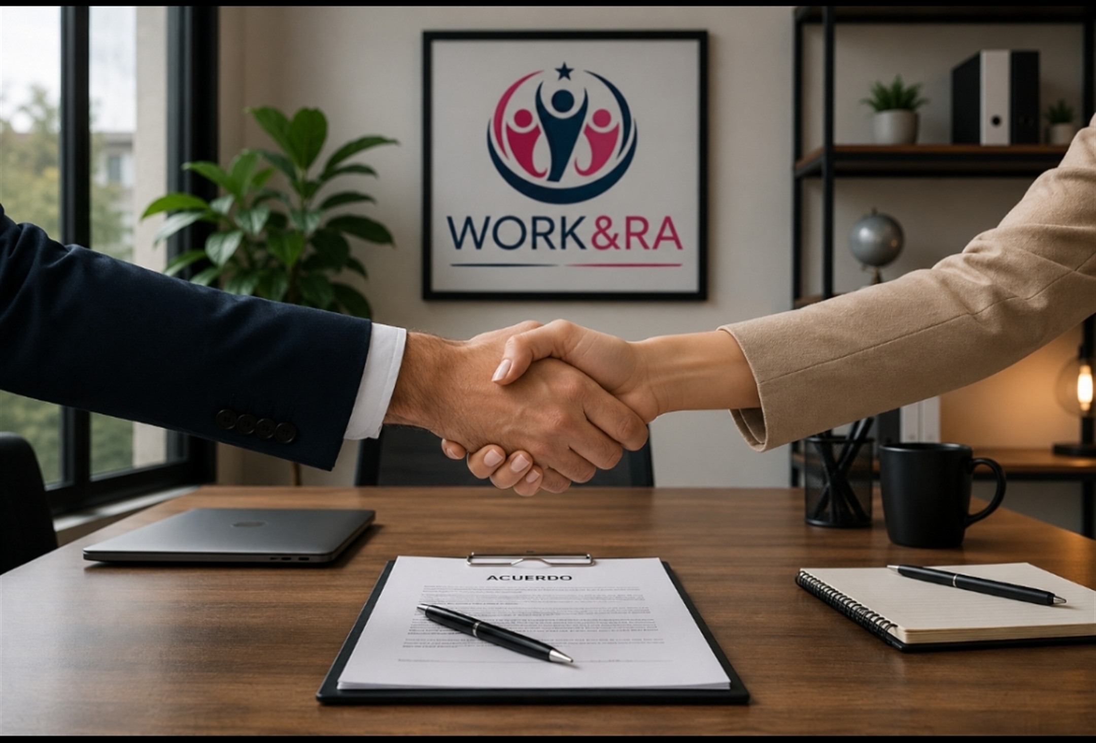 Acuerdo profesional de WORK&RA en una oficina