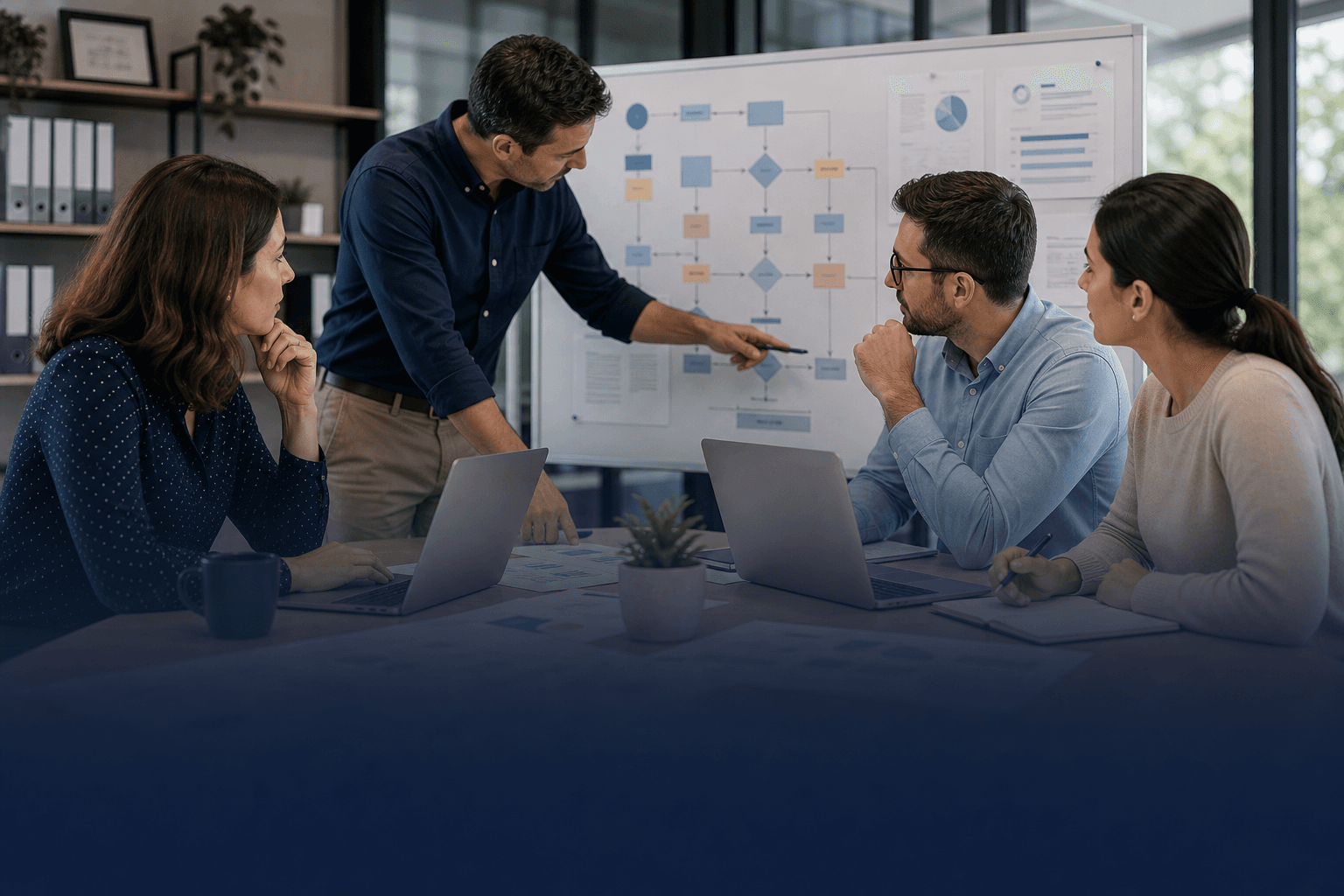 Equipo revisando procesos claros y planificación estratégica